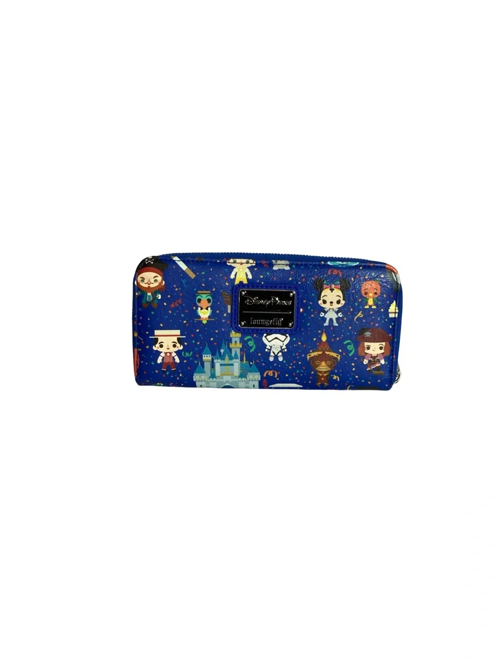 Loungefly Disney Parks 2020 Chibi Character Icons Large Zip Wallet EUC